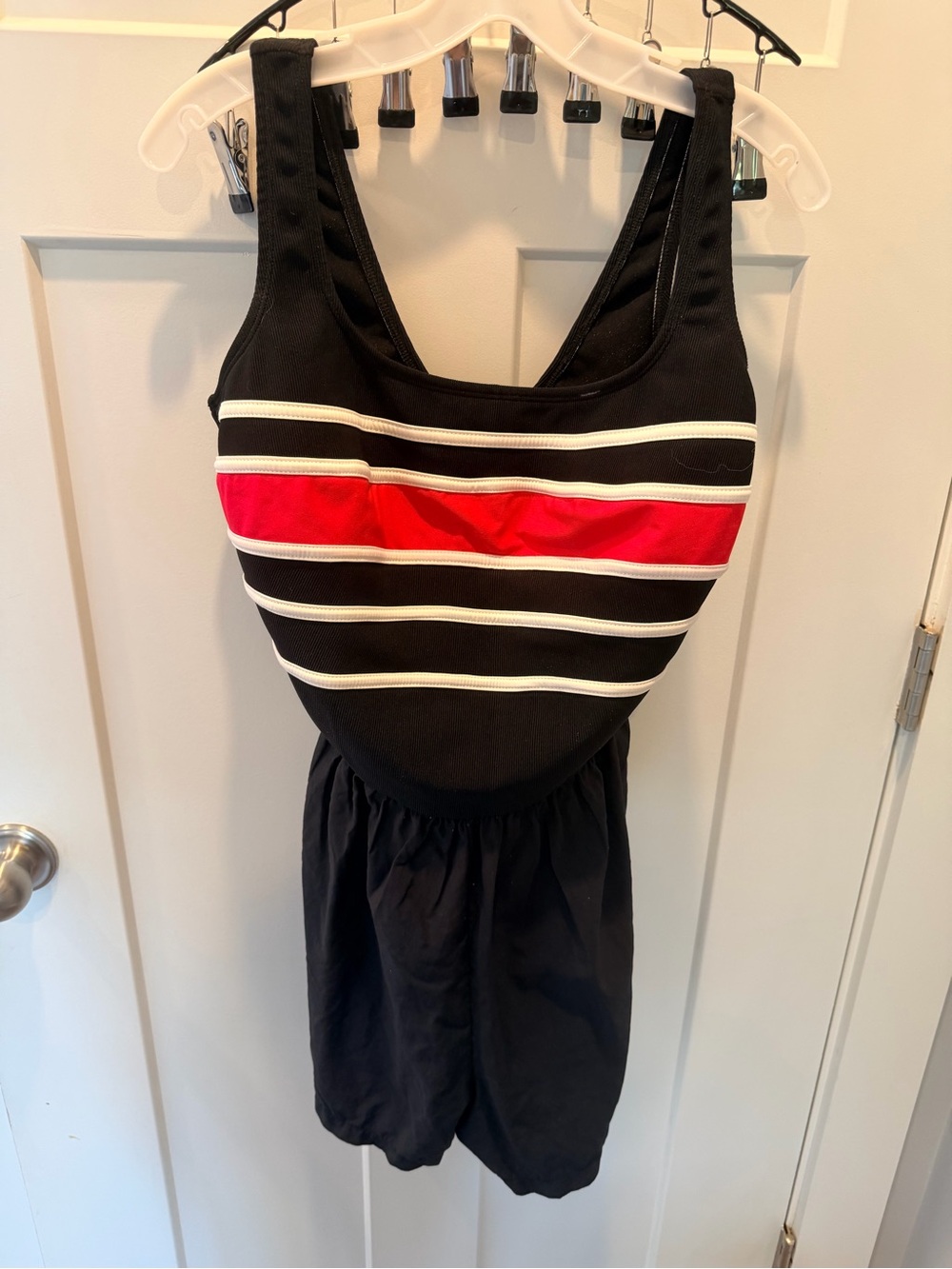 Robby Len Women’s 18W Swim Romper Black Red White Plus Size One Piece